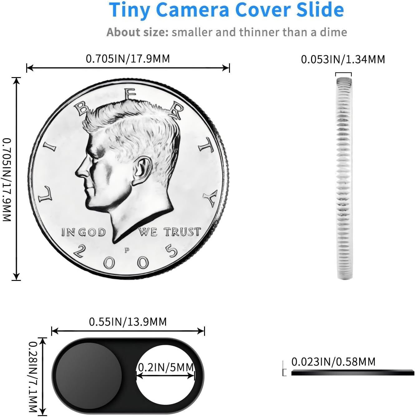 Metal Webcam Cover Slide[5 Pack Black], 0.022in Camera Cover for Laptop Computer, MacBook Pro/Air iMac iPad Tablet iPhone 16/15/14/13/12 Plus, Web Camera Blocker Protect Your Privacy