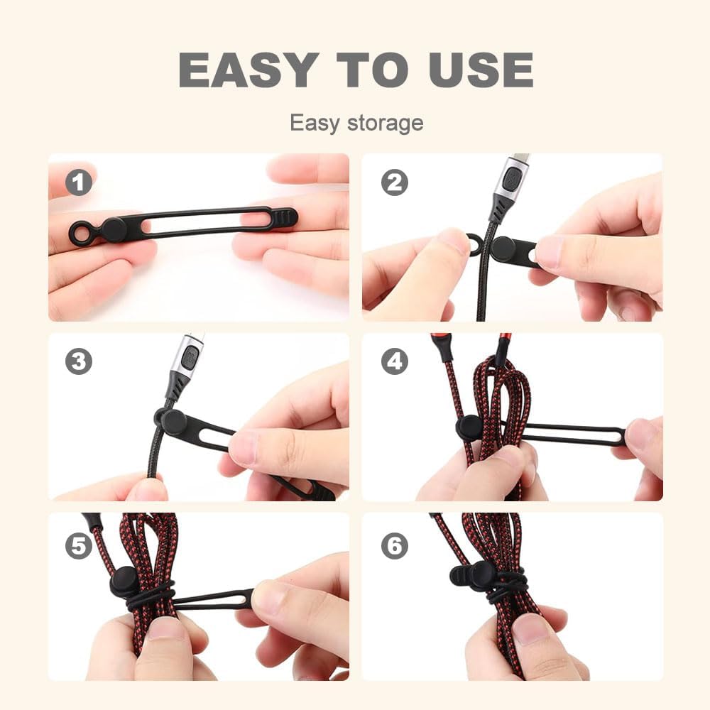 20pcs Data Cable Organizer, 2025 New Silicone Cable Ties Cable Management Organizer, 106mm Reusable Cord Organizer, Colorful Wire Organizers for Cords (20)