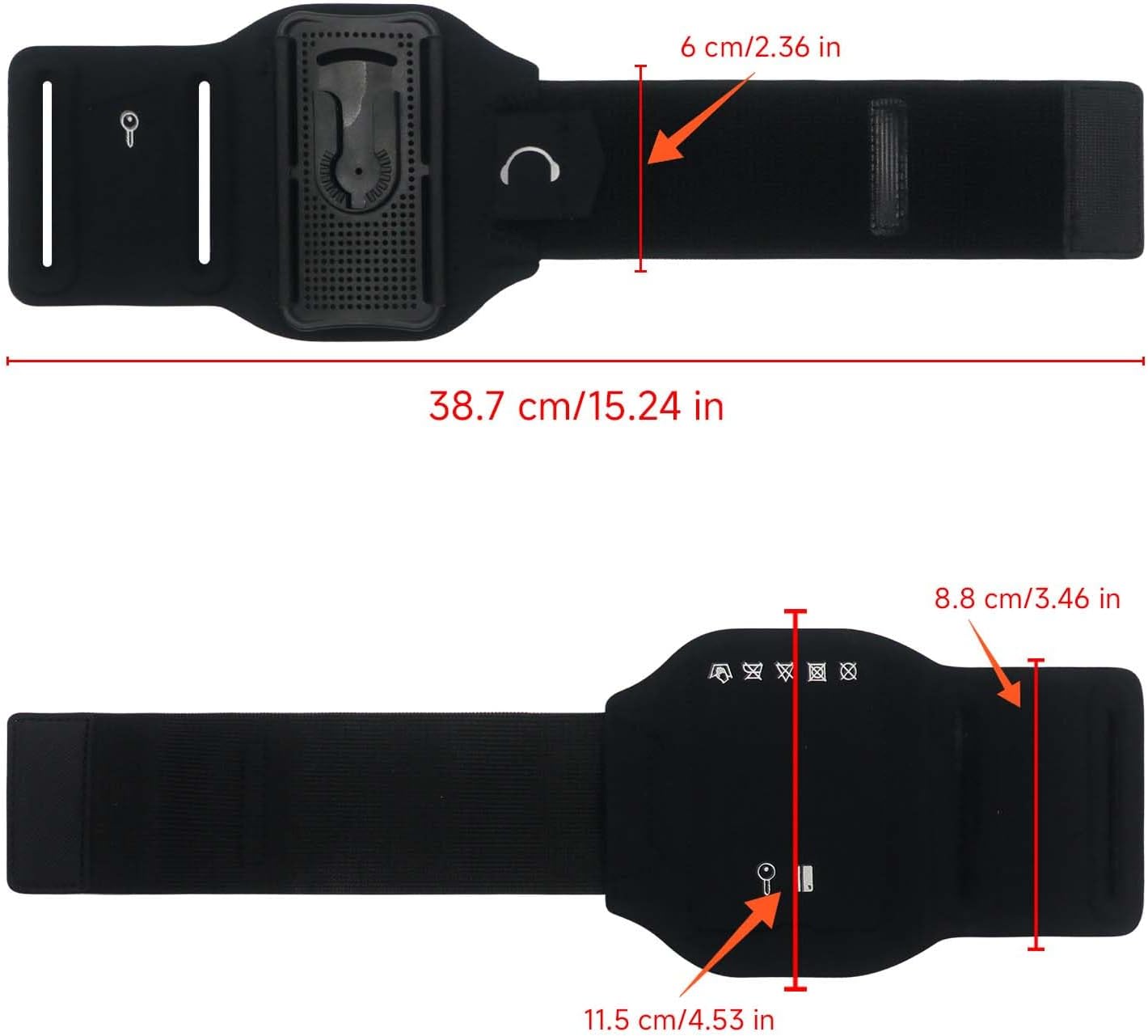 Wristband Phone Holder for Running, 360°Rotation & Detachable Sports Armband with Key Holder for iPhone 16/15/14/13/12/Pro/Pro Max/XS/XR/X/8/7/6/Plus, Fits 4.5-7 Inch Smartphones (Grey)