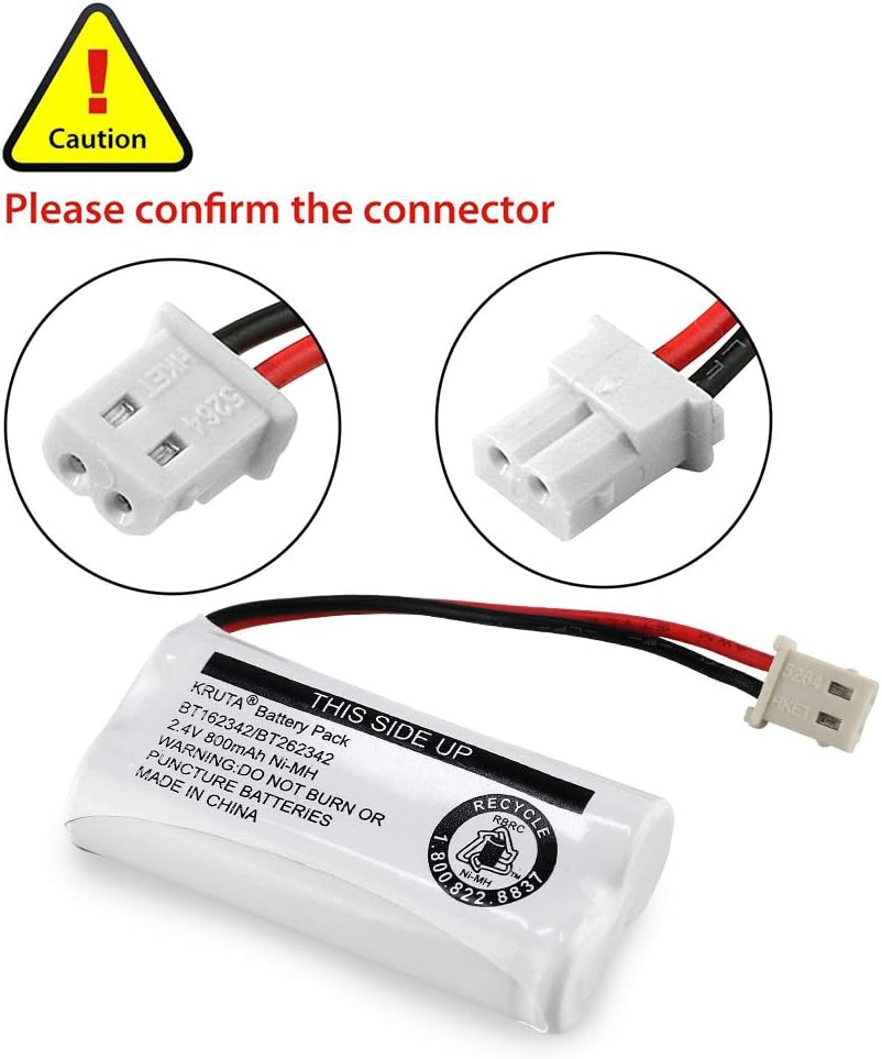 Kruta BT162342 BT262342 2.4v 800mah Cordless Phone Batteries Compatible with BT183342 BT283342 BT166342 BT266342 VTech CS6114 CS6419 CS6719 at&T EL52300 CL80111 Handset Telephone (Pack of 3)