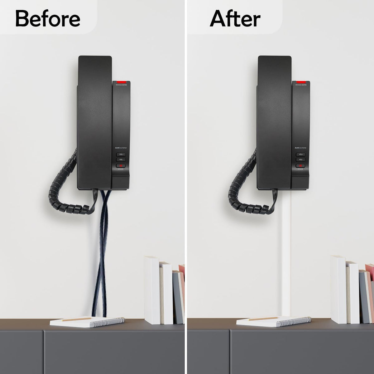 Rubber Bond TV Cord Hider Cable Protector - Strong Self Adhesive Wall Cord Cover Cable Hider - Low Profile Cable Management Wall Cord Concealer Cable Raceway (White, 6 Feet)
