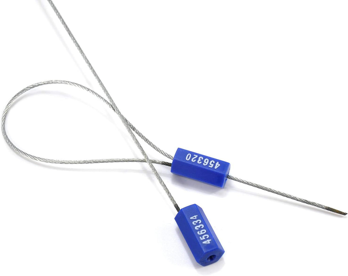 Leadseals(R) 50 Security Cable Seals Numbered Security Tags Tamper Proof Tags Pull Tight Steel Wire Seals for Truck, Trailers, Cargo, Containers, Vans, Oil Tank, Milk Vehicle (Blue, Pack of 50pcs)