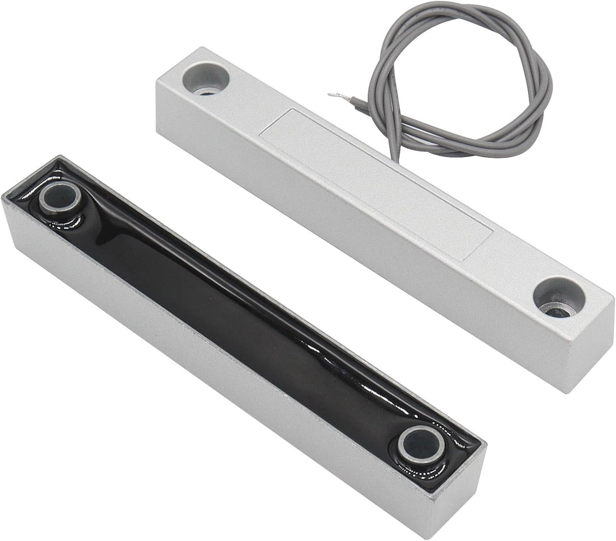 Magnetic Reed Switch Wired Surface Mount Normally Open/Closed NC/NO Contact Sensor Alarm Magnetic Door Switch with 3 Wires, Zinc Alloy Sliver, MC-58