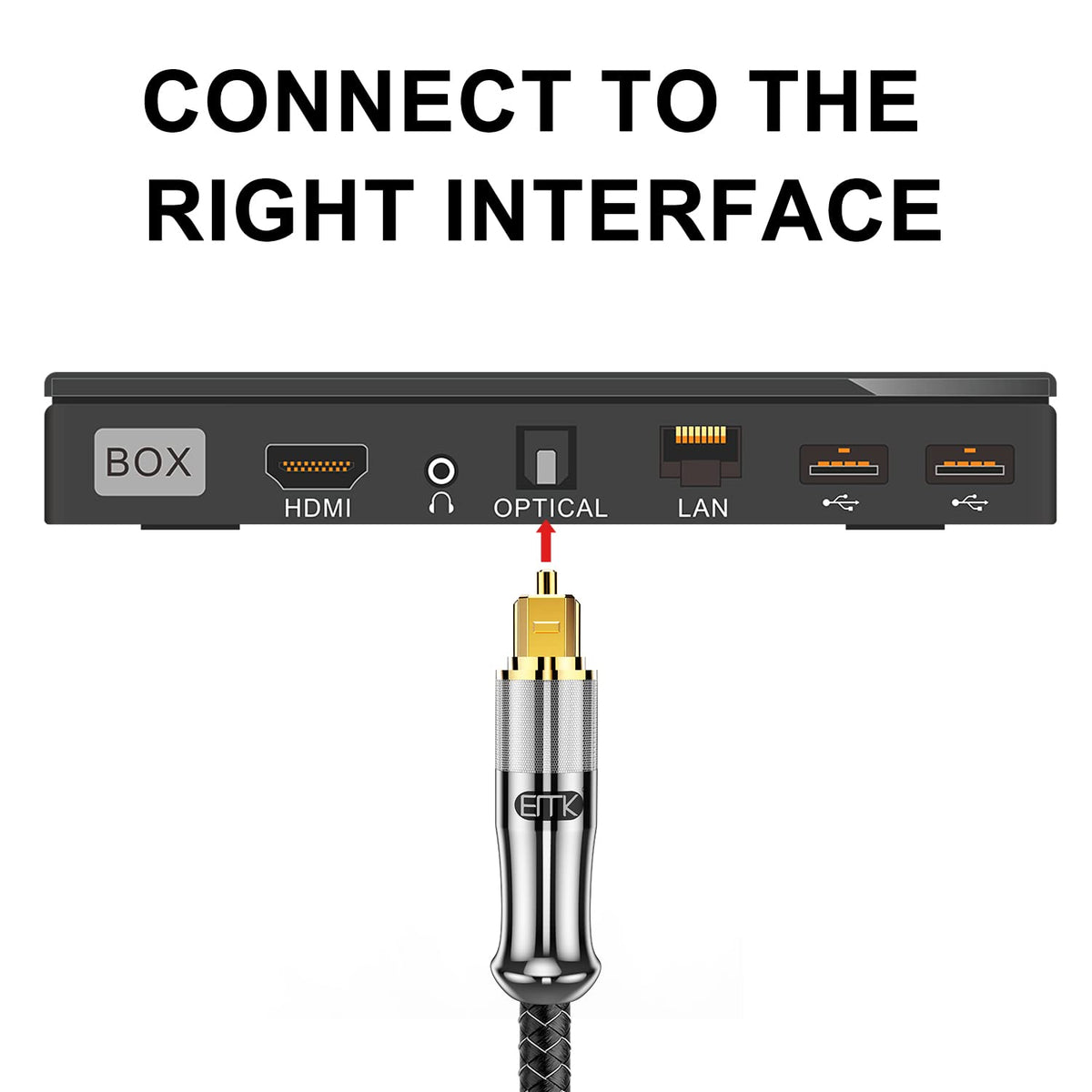 EMK 24K Gold-Plated Optical Audio Cable [30ft/10M] - Digital Toslink SPDIF Cable Compatible with Soundbar to TV, Home Theater - High-Speed Fiber Optic Cable (Silver)