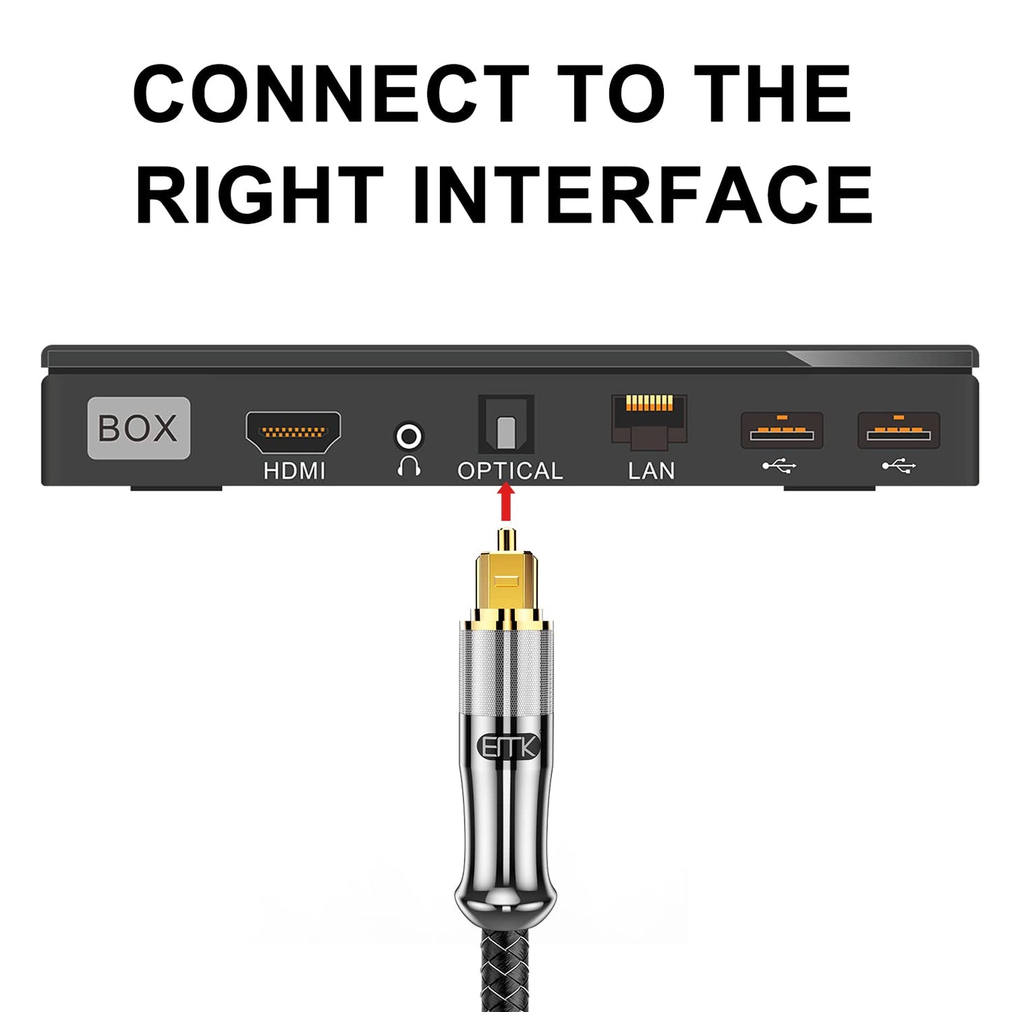 EMK 24K Gold-Plated Optical Audio Cable [12ft/4M] - Digital Toslink SPDIF Cable Compatible with Soundbar to TV, Home Theater - High-Speed Fiber Optic Cable (Silver)