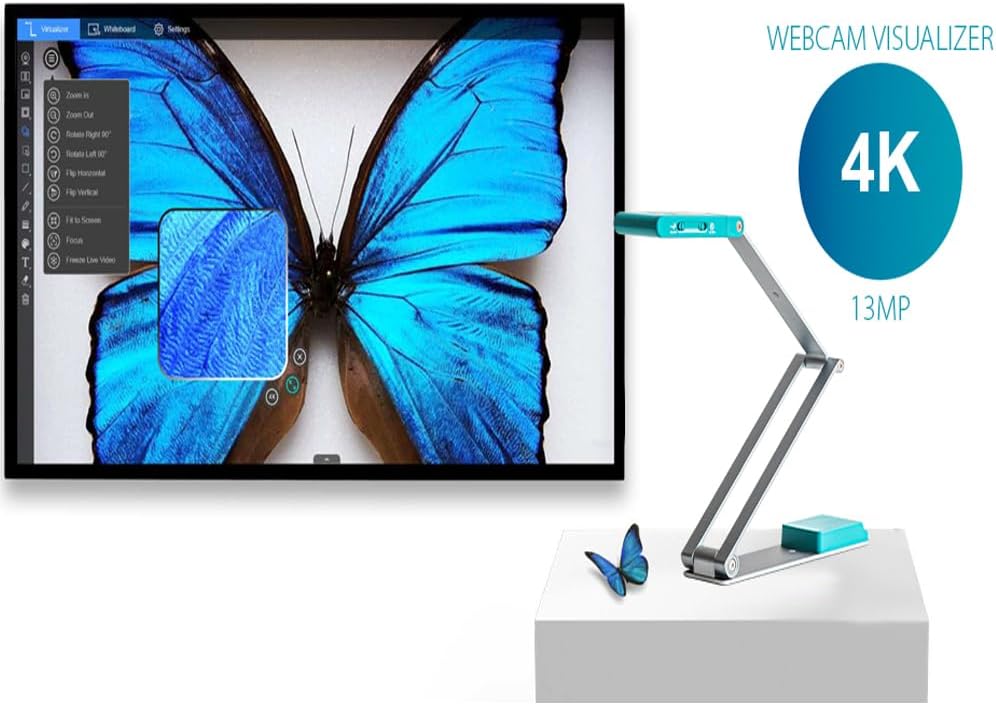 IRIScan Visualizer Webcam Document Camera v7:4K UltraHD-13MP,4in1,visualizer,Scanner A3,Portable Scanner,Web Conferencing,Distance Learning,Remote Teaching,AI Micro,Led,USB,WinMac (4K-13MP)