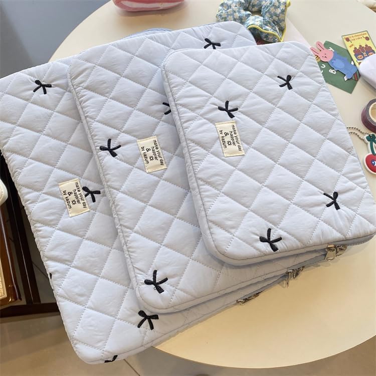 Cute Bow Graphic Carrying Laptop Bag Y2K Preppy Laptop Sleeve Case Bag Kawaii Pad Computer Protect Case Pouch (11 inch,Blue)