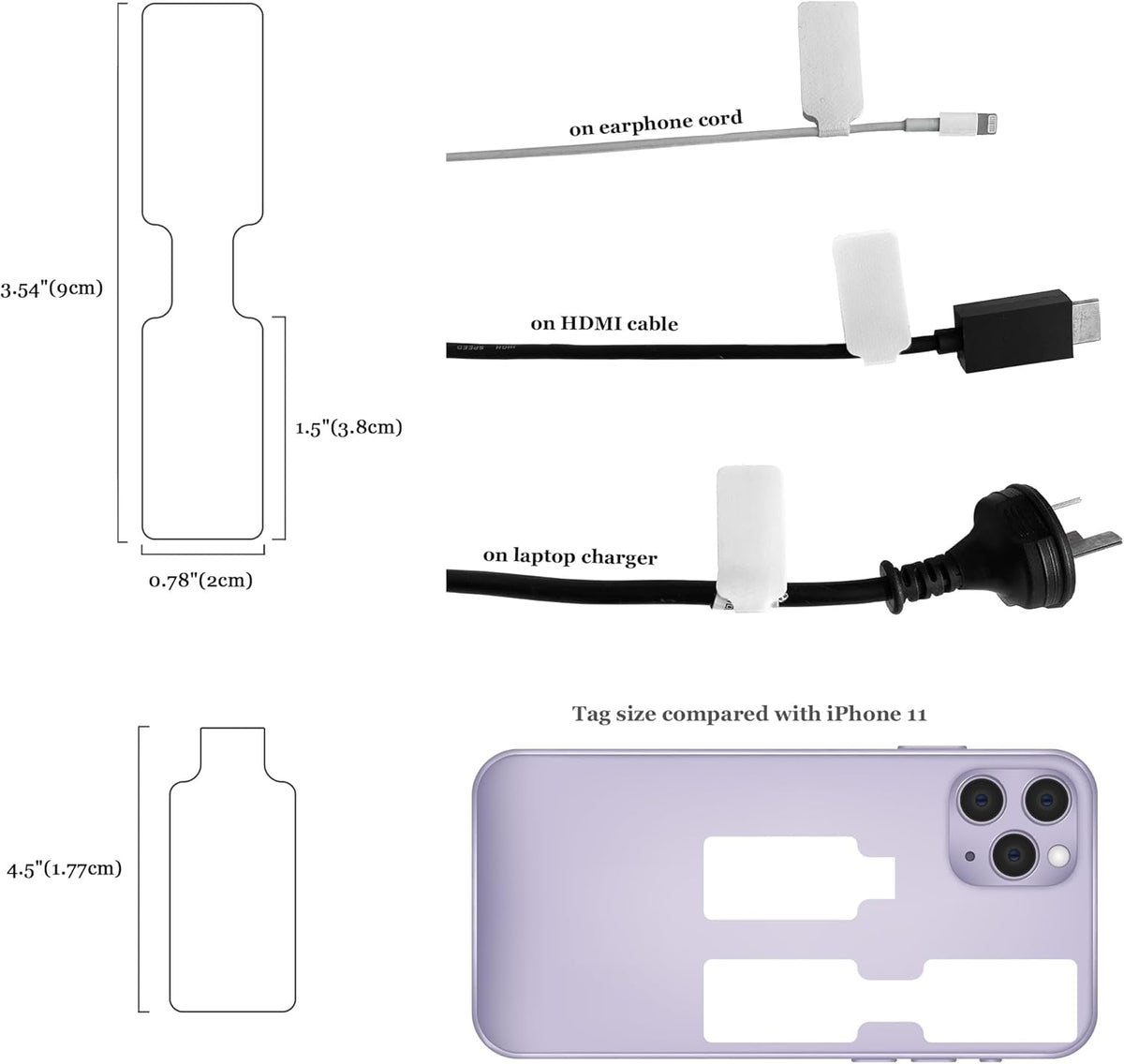 Mr-Label – 40 Pcs 0.78" x 3.54" Hook and Loop Cable Labels –Cord Tags – Upgraded Writable Cable Wraps for Clear Writing - Writable Wire Labels for Cable Management | Electronics Computers (White)