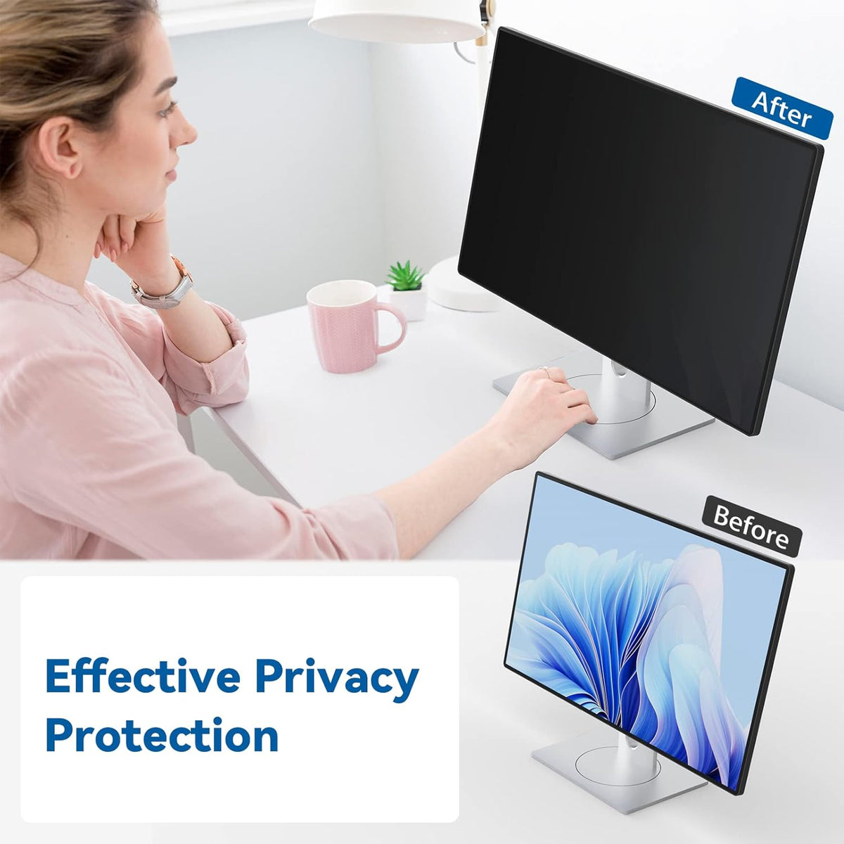 IPROKKO [2-Pack] 23.6 Inch Computer Privacy Screen Filter for 16:9 Widescreen Monitor, Removable 23.6in Anti Blue Light Glare Privacy Shield, Anti Spy Security Protector for Hp Dell Asus Acer Samsung