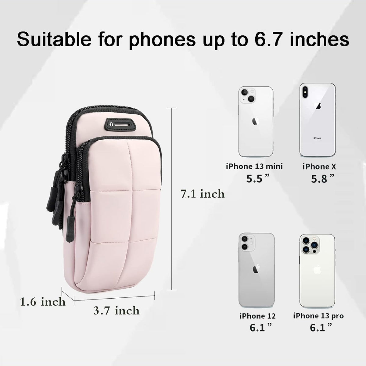 Phone Holder, Arm Bands for Workout, Use for Running, Walking, Hiking & Biking (Pink)