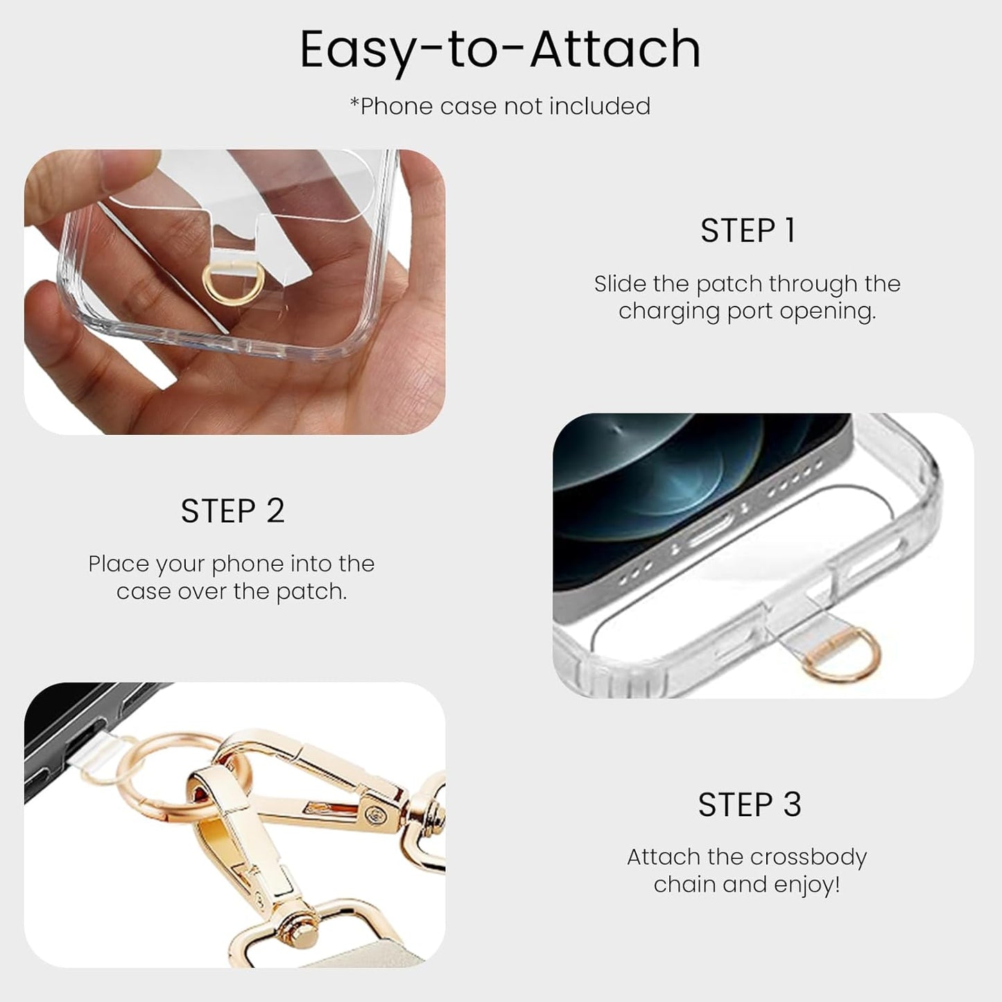 Clip and Go Strap for Phone with Wallet Crossbody iPhone Strap Lanyard for Women with Pouch Purse CellPhone Stand Holder 2 Patches Tether Adjustable Anti Theft Chain for All Phones Beige