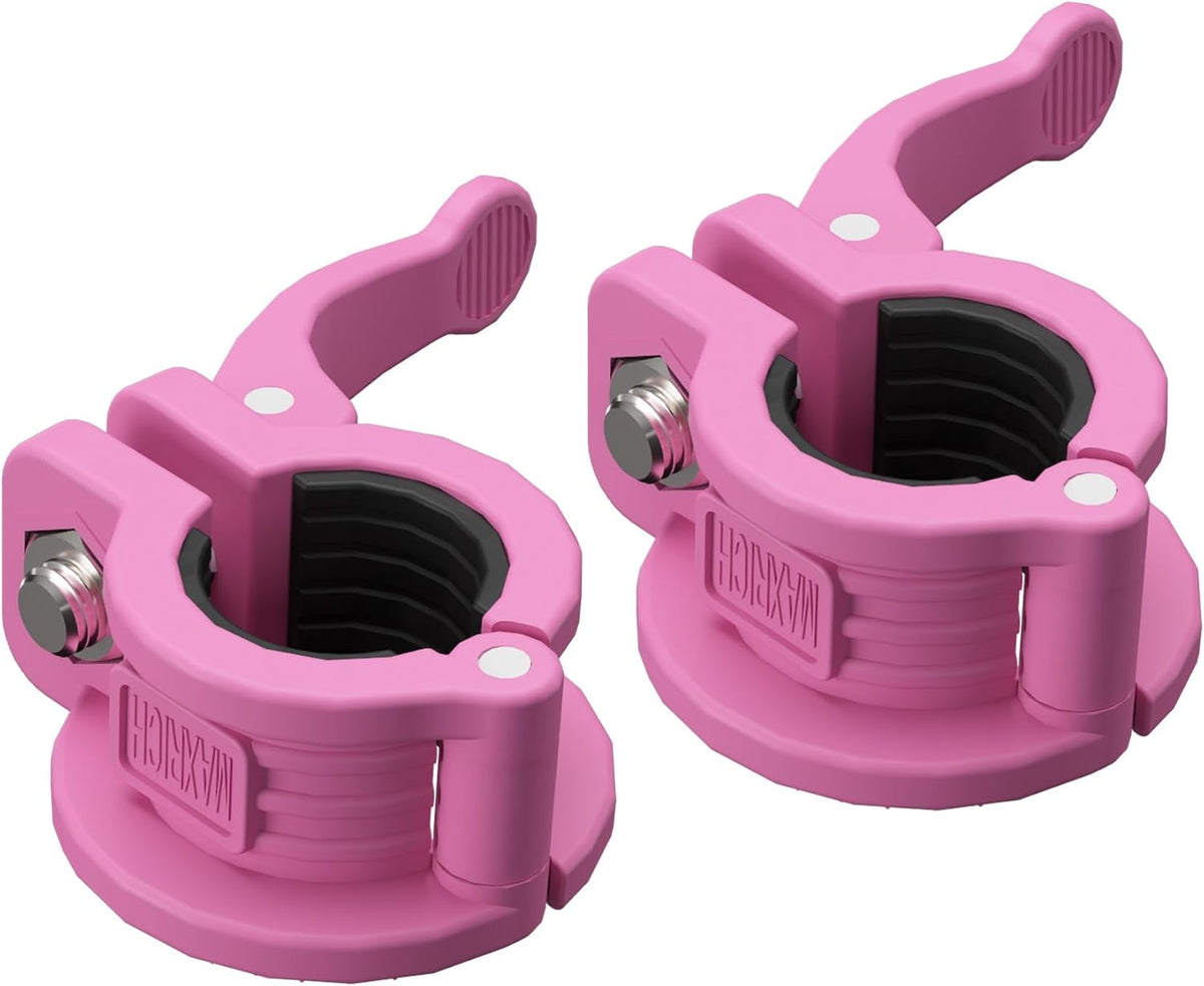 MAXRICH T Barbell Clamp 1 inch Multiple Sizes & Adjustable Weight Clips for Barbell Quick Release Barbell Clips|Barbell Collar Bar Locks for Weight Lifting (PINK)