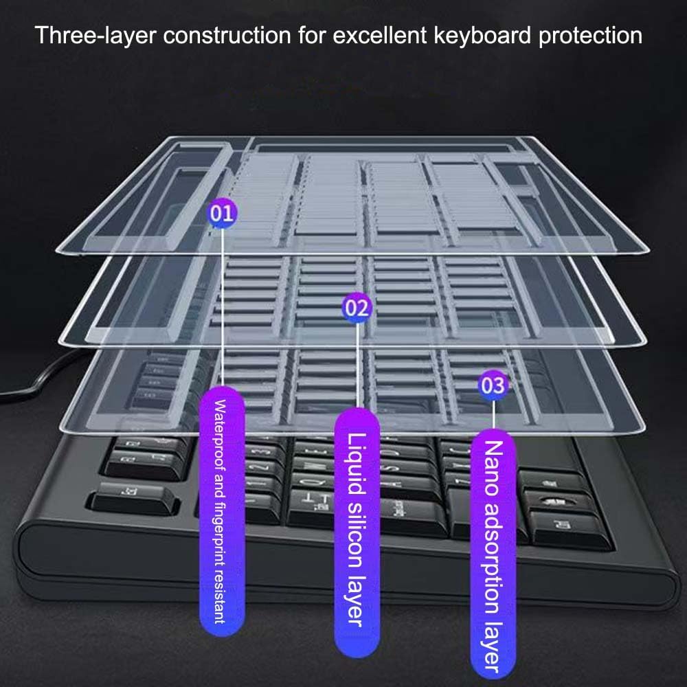 Ultra Thin Desktop PC Silicone Clear Keyboard Cover Skin Protector for 104/107 Keys Standard Desktop Keyboard, Waterproof, Dustproof, Reusable