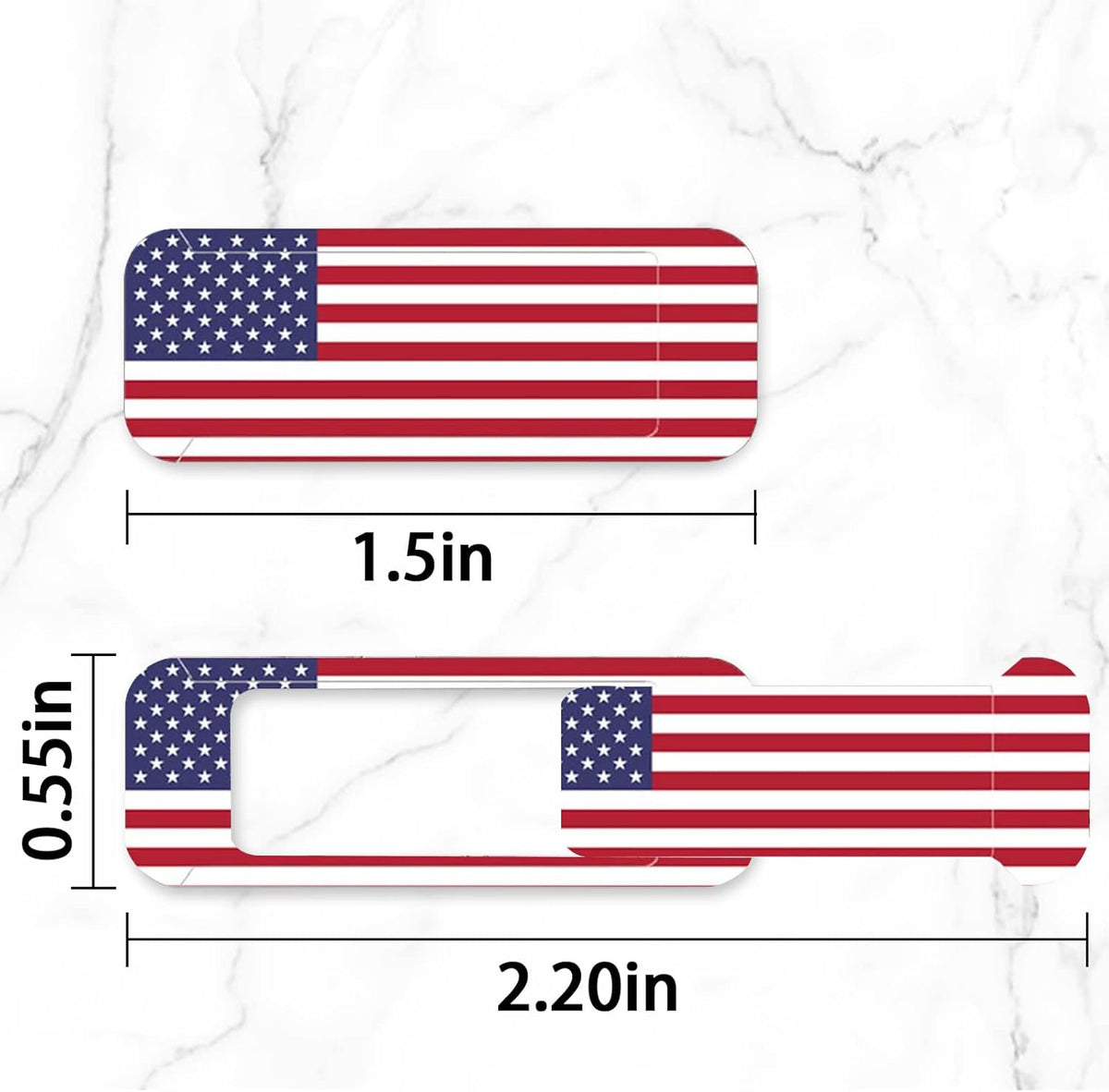 Webcam cover, 3 pieces, laptop camera cover, privacy shielding capacity is twice as big as the traditional, suitable for computer mobile phones, laptops, tablets and so on (American flag)