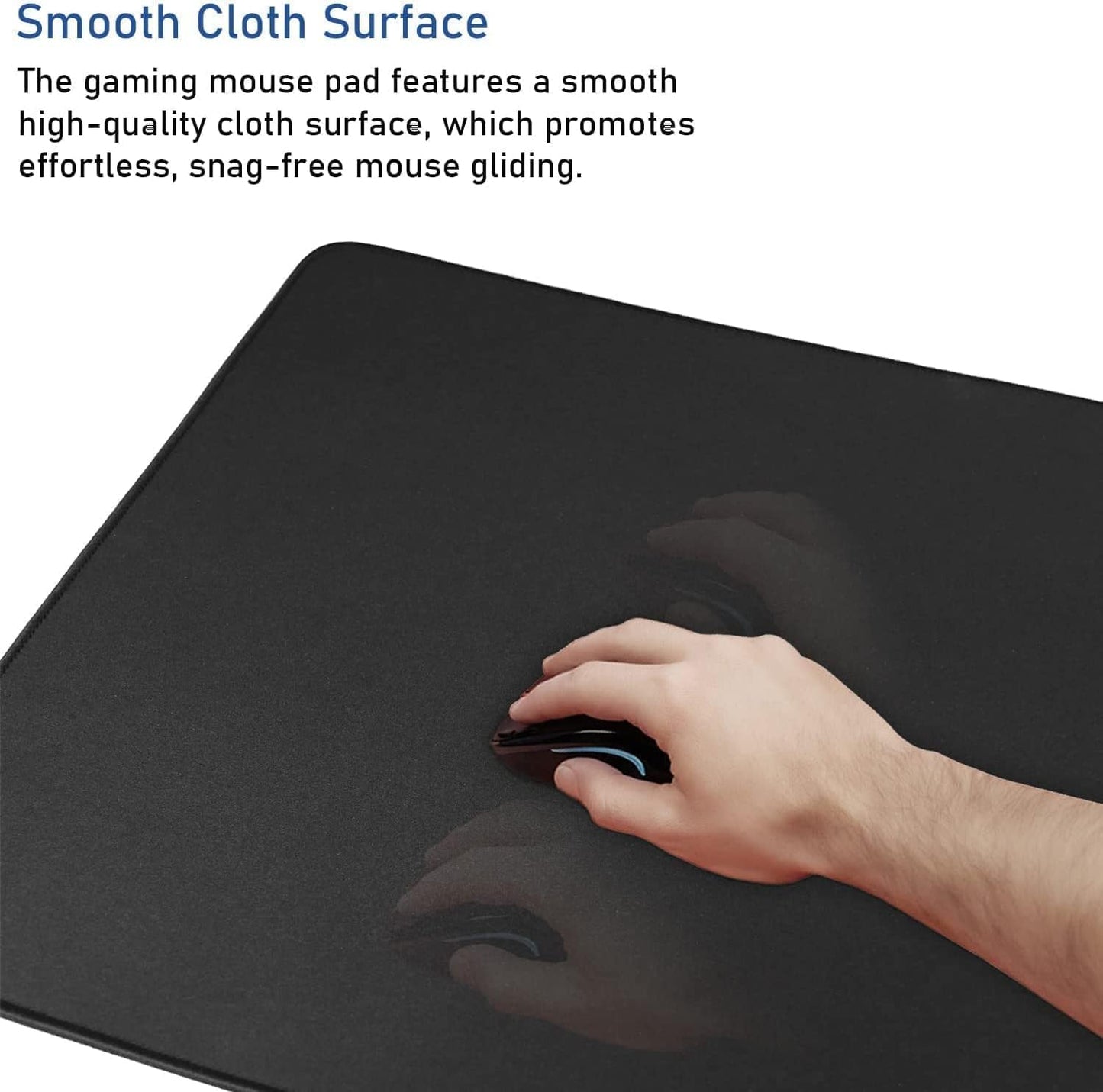 Large Extended Gaming Mouse Pad with Stitched Edges, 47.3 X 23.6 in Desk Pad Durable Non-Slip Natural Rubber Base, Waterproof Computer Keyboard Mat for Esports Pros, Gamer, Desktop, Black