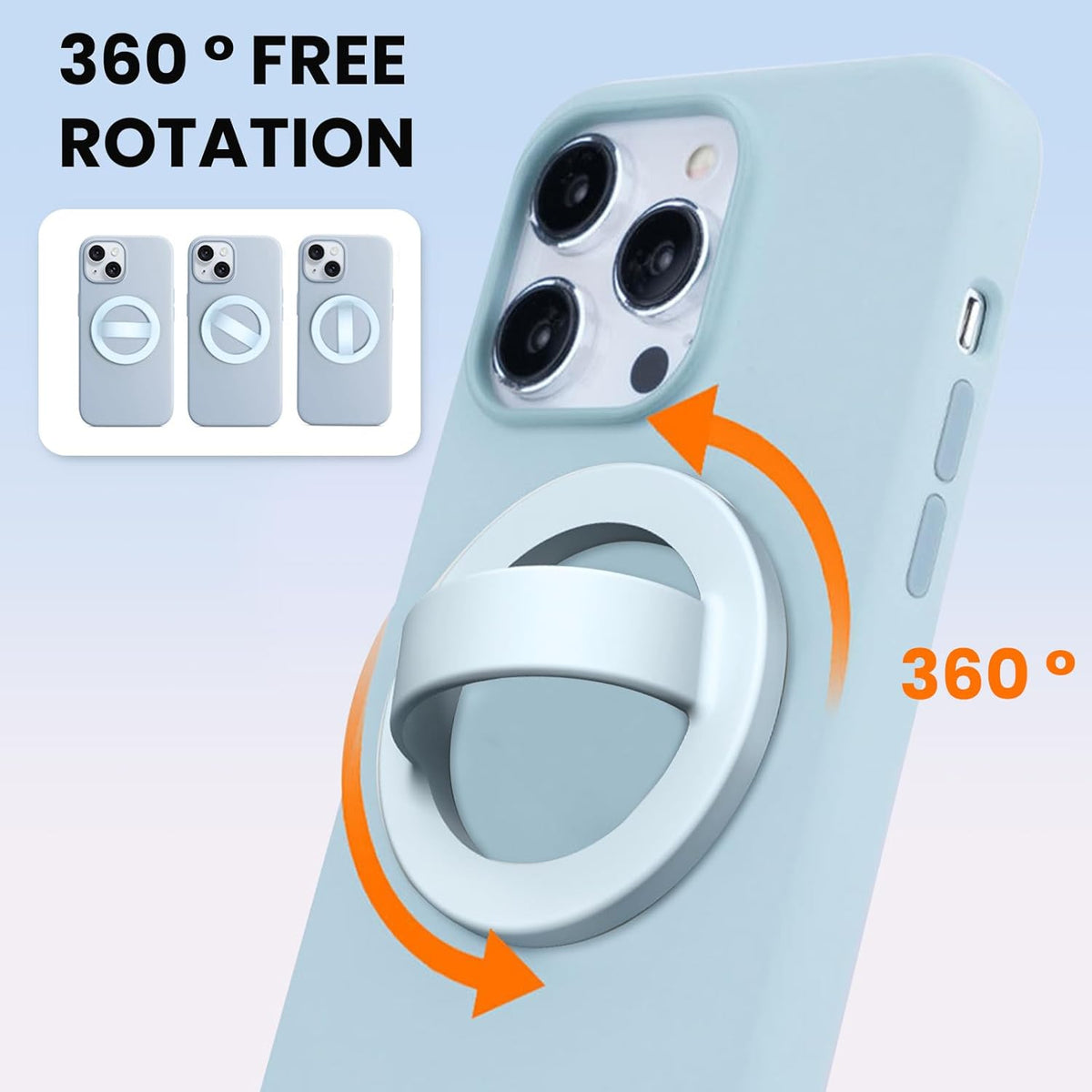 Magnetic Silicone Ring Grip Phone Holder, Loop Grip Phone Holder,Magnetic Phone Loop,Magsafe Phone Grip,Compatible with Magsafe for iPhone 16/15/14/13/12 Series (Blue)