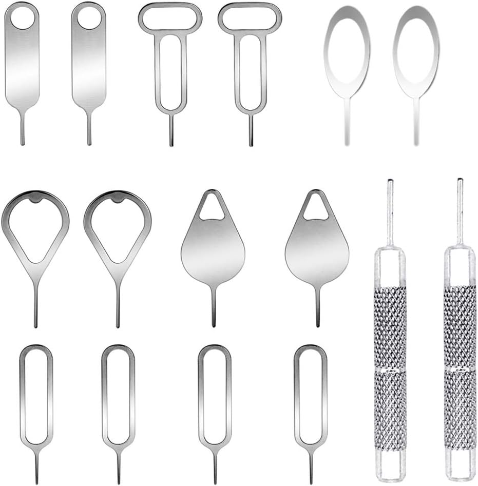 16 Pieces SIM Card Removal Openning Tool Tray Eject Pins Needle Opener Ejector Compatible with All iPhone Apple iPad HTC Samsung Galaxy Cell Phone Smartphone Watchchain Link Remover