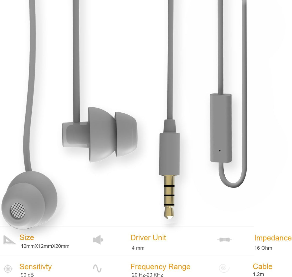 MAXROCK (TM Unique Total Soft Silicon Sleeping Headphones Earplugs Earbuds with Mic for Cellphones,Tablets and 3.5 mm Jack Plug (Grey)