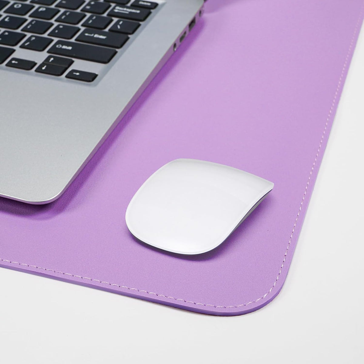 Leather Desk pad Protector, Large Desk mat with Natural Cork & PU Leather,Mouse pad,Non-Slip Office Desk Mat,Waterproof Desk Writing Pad for Office and Home (35in*17in, Purple)