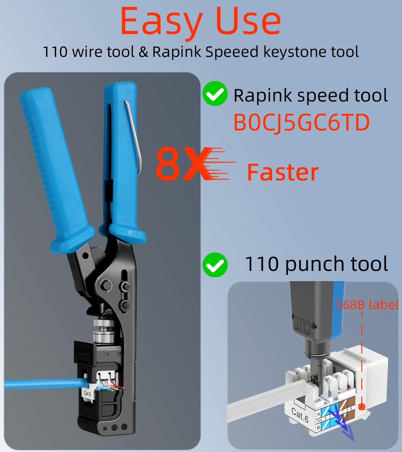 Rapink RJ45 Keystone Jack Cat6 10G Support, Keystone Jacks UTP 10 Pack for Wall Plate and Patch Panel, Rj45 Keystone 90 Degree White Color for Cat6, Cat5e, Cat5 Cabling