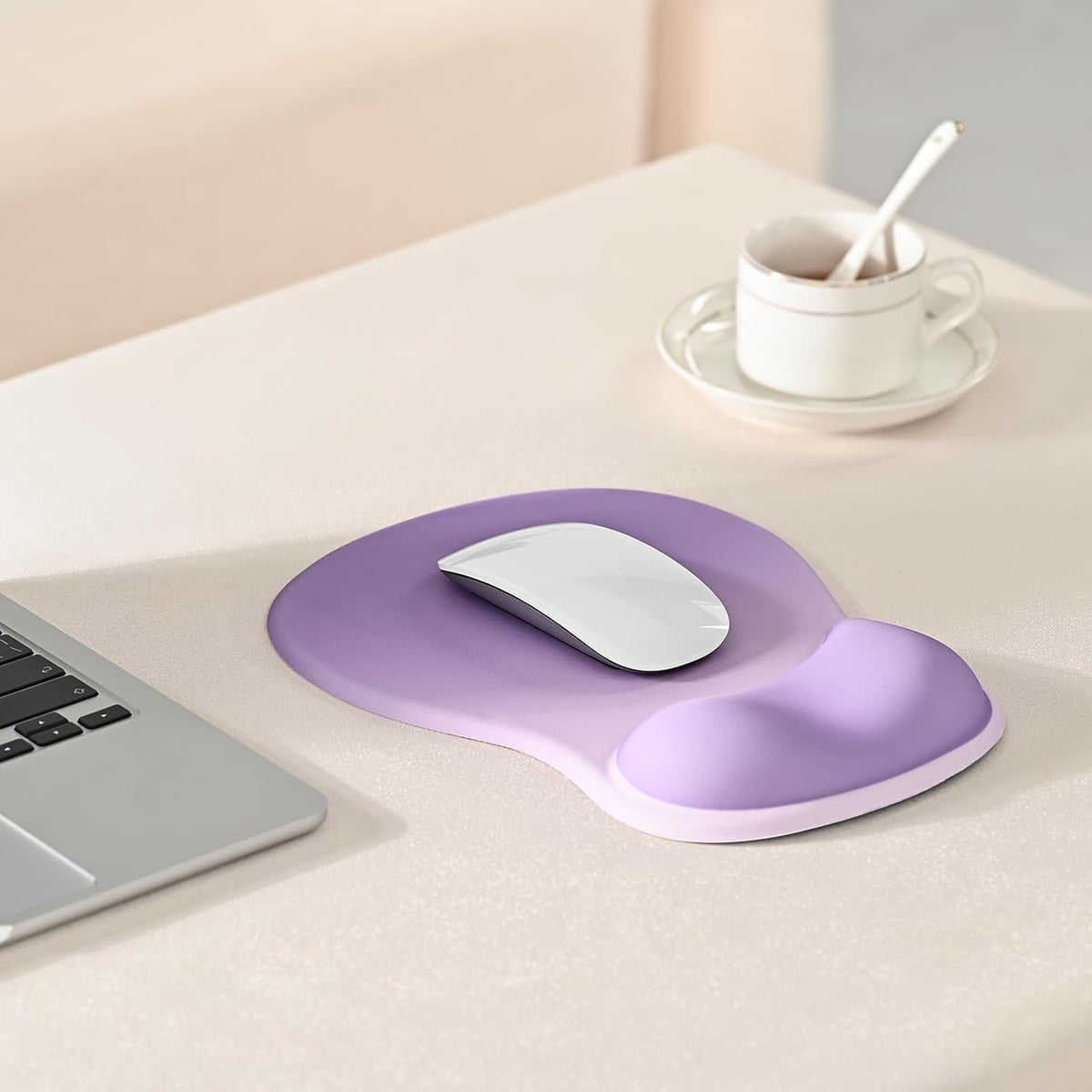 EooCoo Ergonomic Mouse Pad with Gel Wrist Rest Support Middle Concave Design, Relieve Wrist Pain Mousepad, Non-Slip Base for Laptop, Office Desk Accessories, Carpal Tunnel Syndrome
