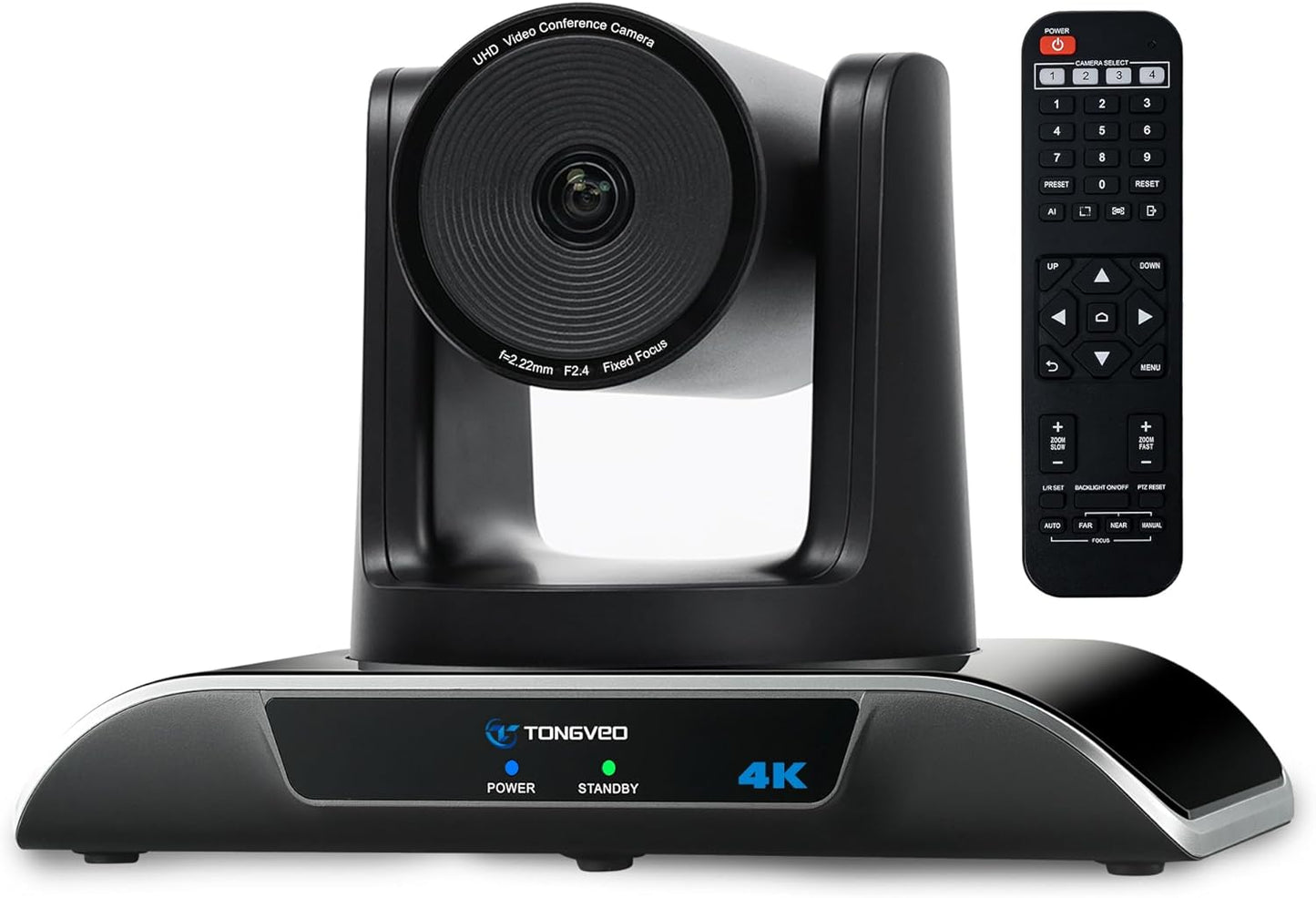TONGVEO 4K PTZ Camera with AI-Powered Auto-Tracking 5X Digital Zoom USB 3.0 120-Degree Wide-Angle PTZ Webcam for Video Conference YouTube/Teams/Zoom Meeting Live Streaming