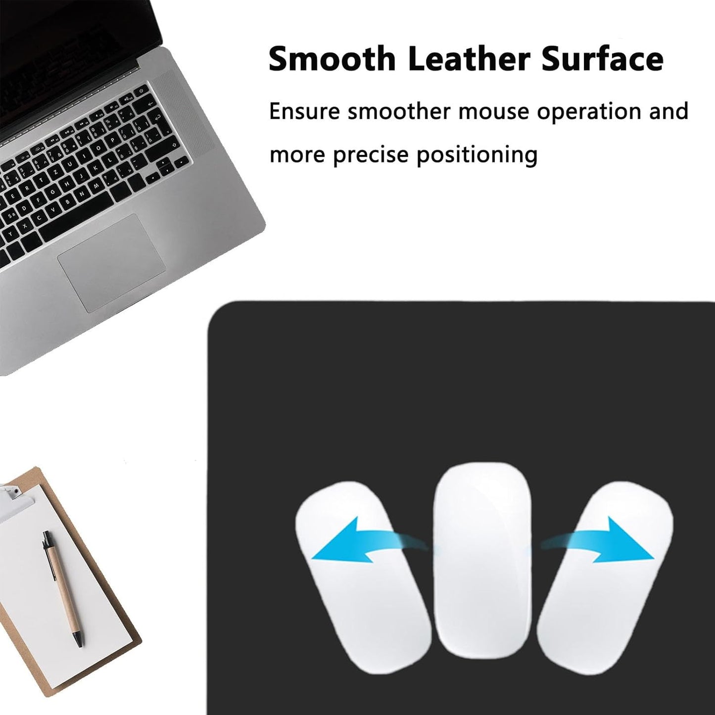 PU Leather Desk Pad Protector Gaming Mouse Pad Non Slip Desk Mat for Keyboard and Mouse Waterproof Desk Writing Pad for Office and Home Desk Accessories(Black, 23.6 * 11.8)