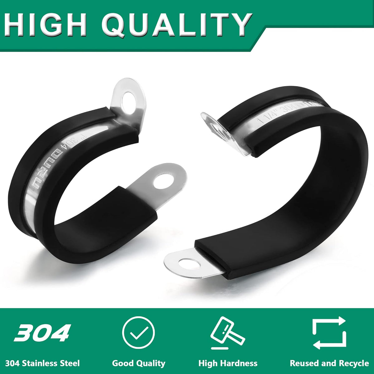 40PCS Cable Clamps 1-3/4 Inch 304 Stainless Steel Cable Clamps Rubber Coated Cushioned Insulated Cable Clamp,Automotive Wire Clamps,Pipe Clamps,Metal Clamp for Tube,Wire Cord Installation(45mm)