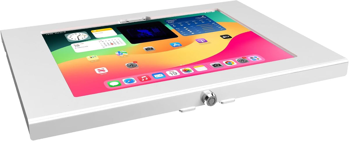 TABcare Locking Security Metal Case for Apple iPad Air 13" 2024 6th gen. for Kiosk, POS, Store, Show Display (White, iPad Air 13 2024)