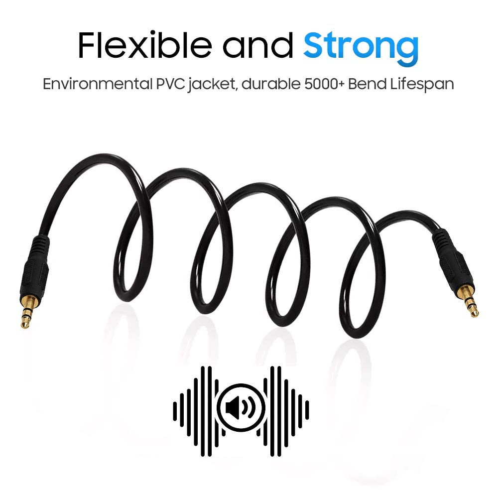 Cmple 3.5mm Aux Male to Male Stereo Audio Cable Auxiliary Headphones Cord MP3 PC - 50 Feet, Black