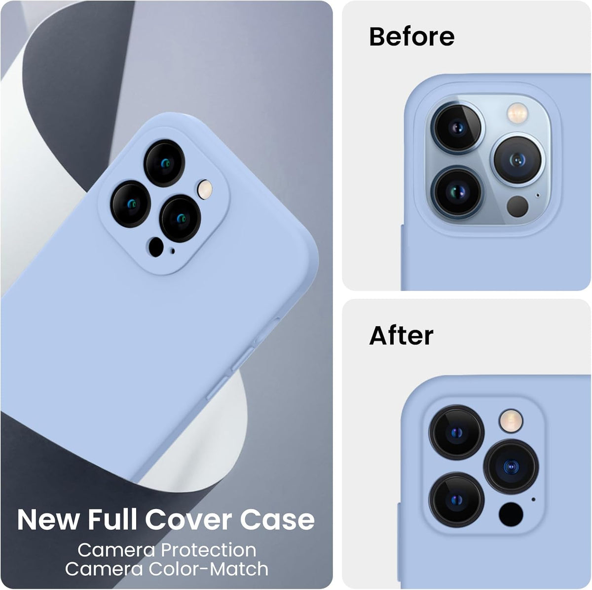 FireNova Designed for iPhone 13 Pro Max Case, Silicone [Camera Protection] Phone Case with [2 Screen Protectors], Soft Anti-Scratch Microfiber Lining Inside, 6.7 inch, Light Blue