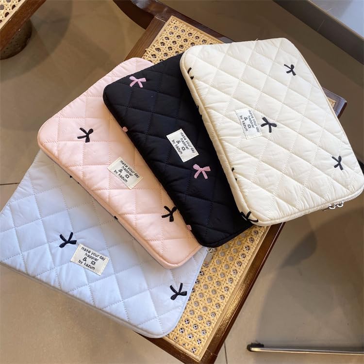 Cute Bow Graphic Carrying Laptop Bag Y2K Preppy Laptop Sleeve Case Bag Kawaii Pad Computer Protect Case Pouch (11 inch,White)