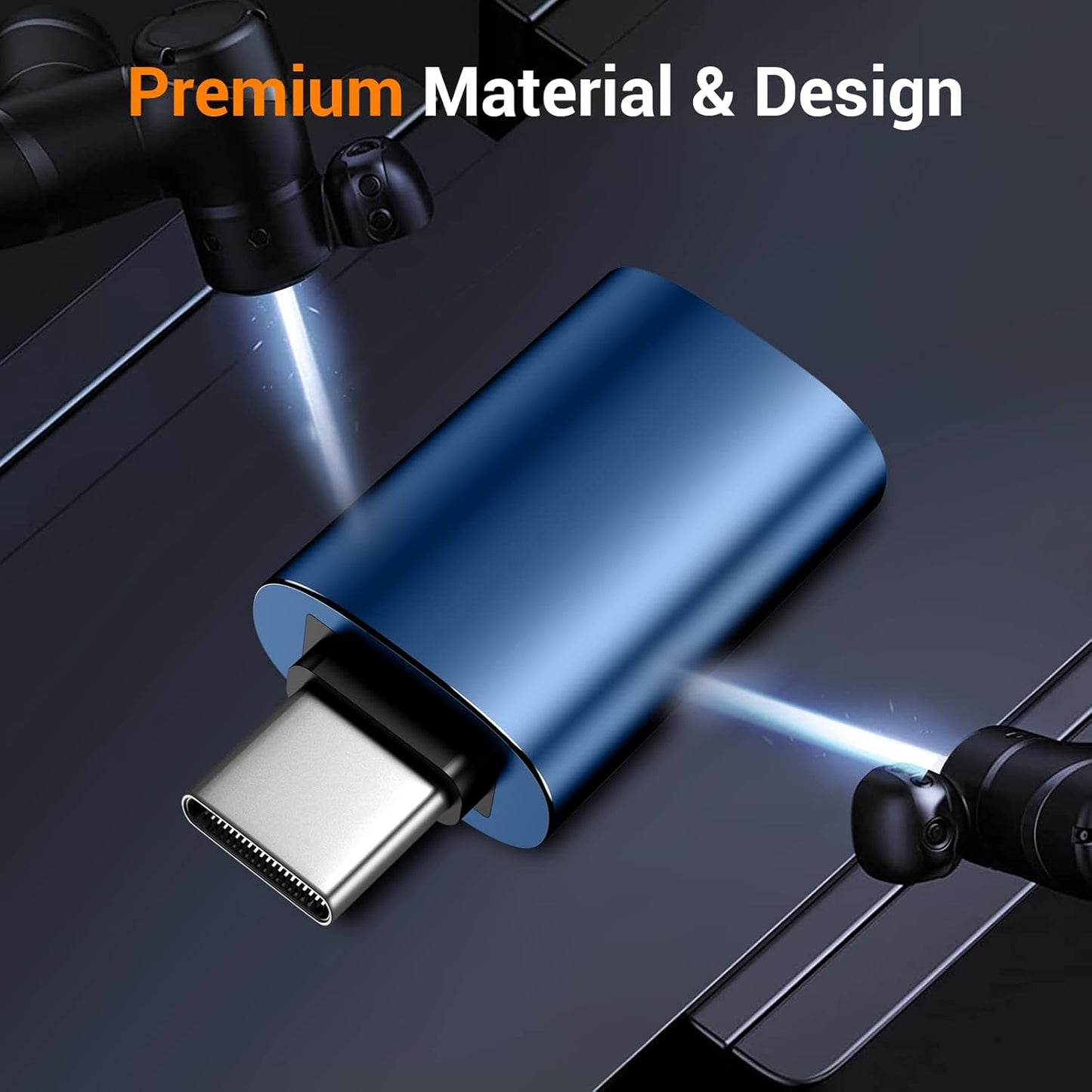 Temdan USB to USB C Adapter 4 Pack,【2*Type C Female to A Male Charger Converter】&【2*USB C Male to USB Female】 OTG Adapter for Apple Watch Ultra 8 9,iPhone 15 Pro Max 14 13 12,AirPod,Samsung - Blue