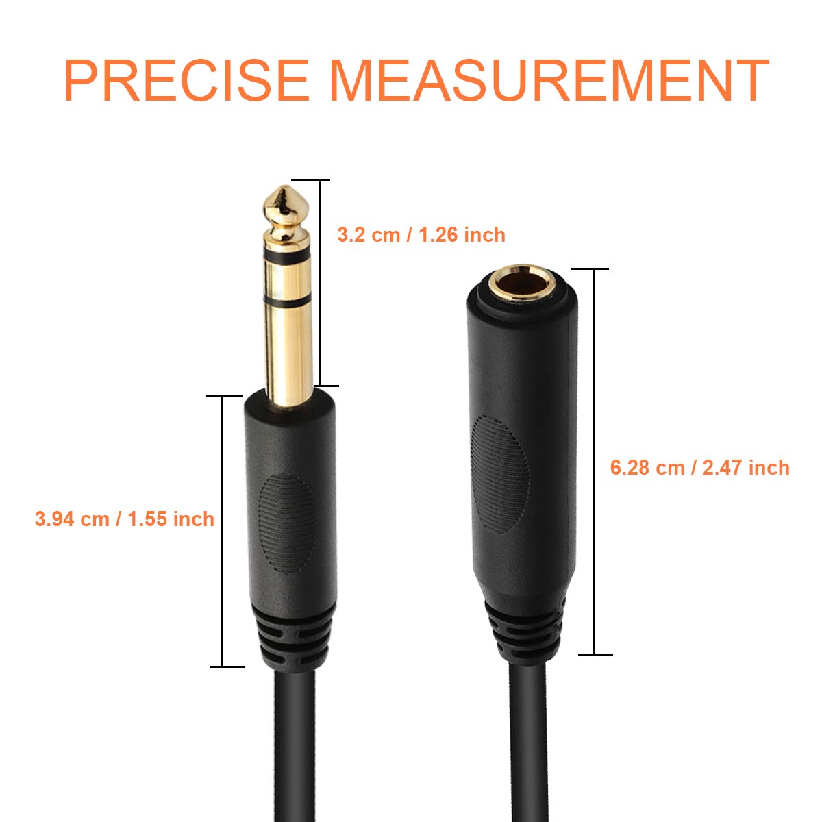 Tisino 1/4 Extension Cable 6 ft, Headphone Extension Cable Quarter inch TRS Male to Female Stereo Guitar Extension Cable Cord