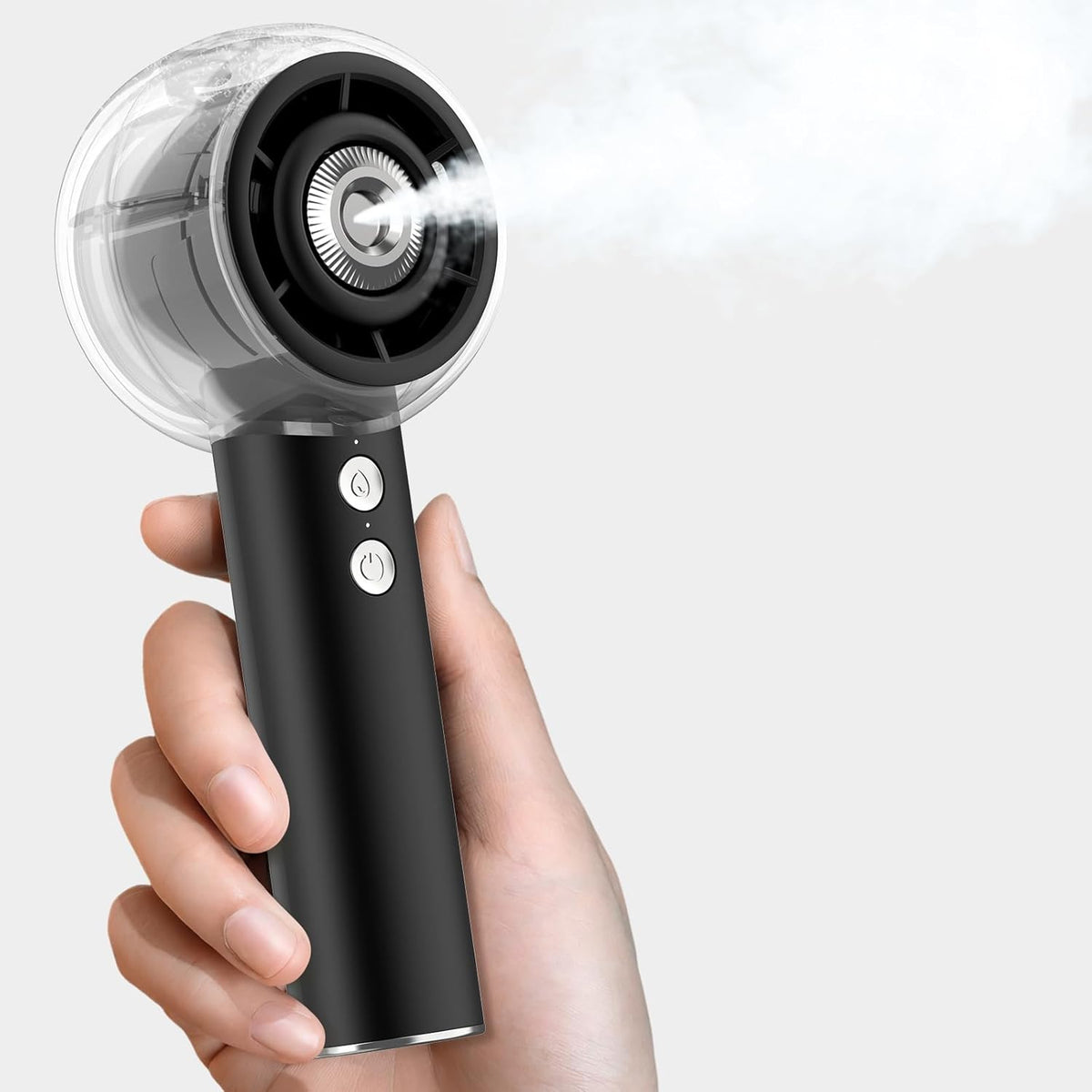 Misting Portable Handheld Fan, Powerful Turbo Motor, 6000mAh Rechargeable Battery, Personal Mini Fans with 4 Strong Wind, Cooling Gadgets for Travel, Camping, Beach, Outdoor, Gifts for Women Men-Black