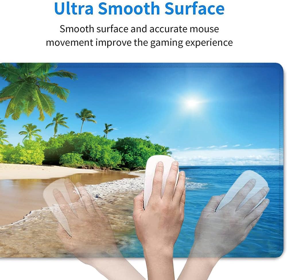 RTGGSEL 31.5x11.8 Inch Non-Slip Long Extended Large Gaming Mouse Pad with Stitched Edges XL Laptops Keyboard Mouse Mat(Beach View)