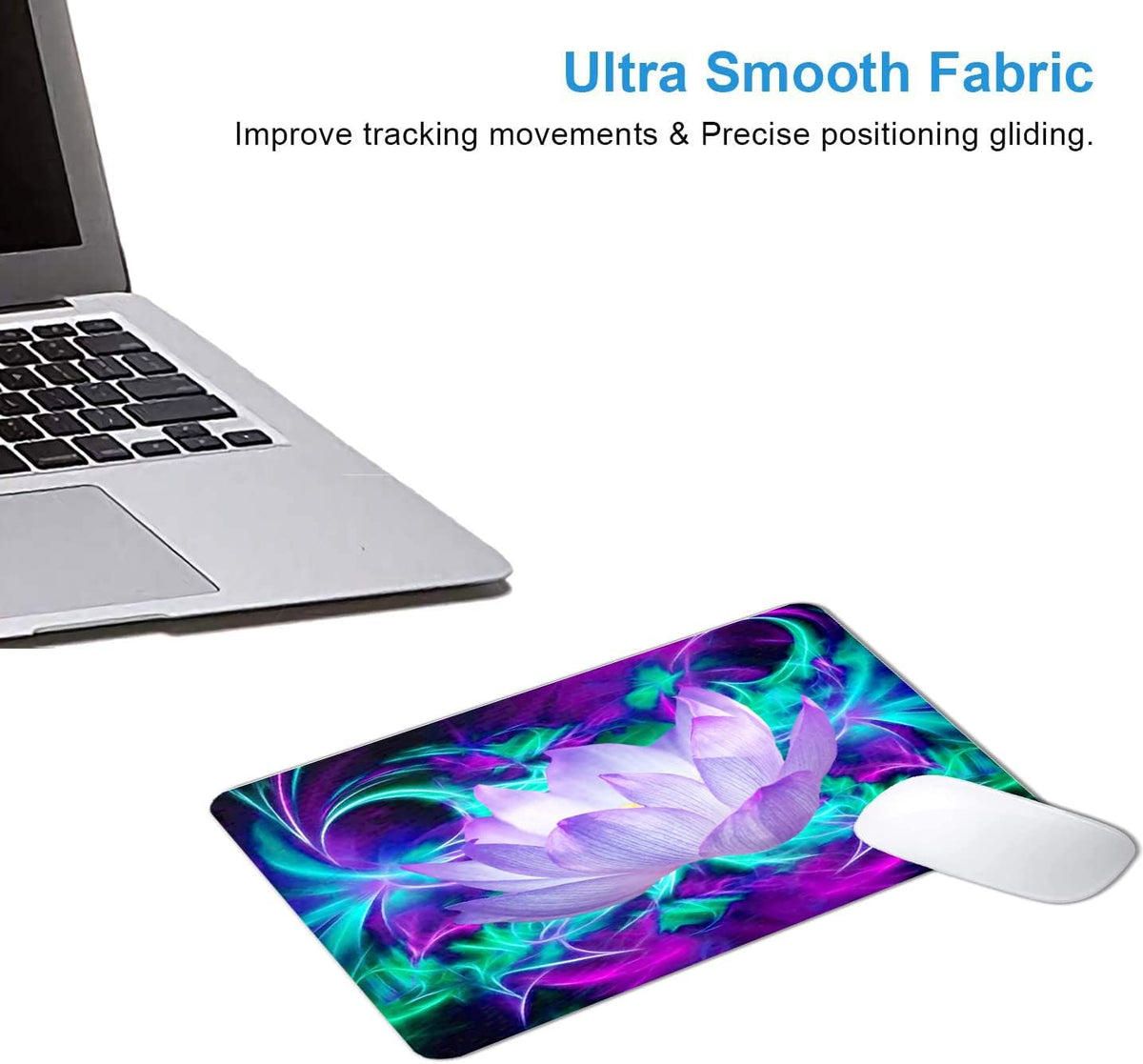 Lotus Mouse Pad Non-Slip Rubber Base Gaming MousePads for Computers Laptop Office,Cute Mouse Pads with Designs for Women,9.5"x7.9"x0.12" Inch(240mm x 200mm x 3mm)
