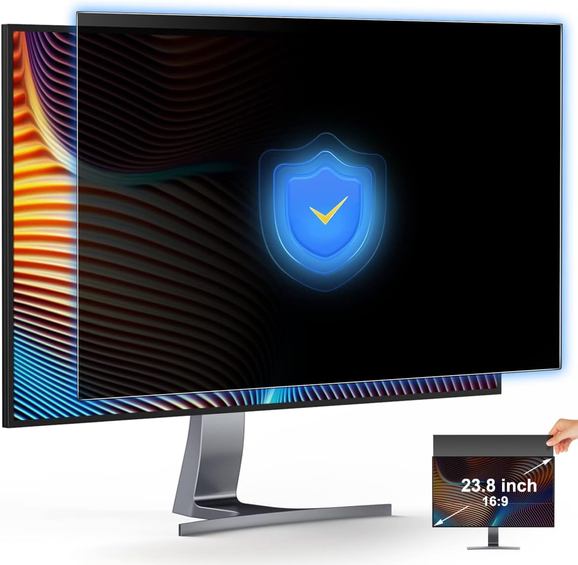 [2-Pack] 23.8 Inch Privacy Screen for Monitor Computer Screen Privacy Filter for 16:9 Widescreen Monitor Desktop PC Monitor Privacy Film Monitor Privacy Shield and Anti-Glare Protector