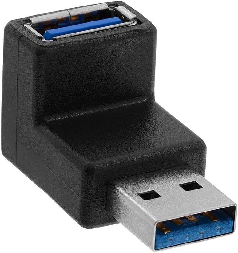 Cmple - 90 Degree USB 3.0 Male to Female Adapter Up Right Angle A Plug to Jack Connector Converter Extender for PC Laptop Hard Drive Keyboard Mouse (USB 3.0 A Male to A Female 90 Degree)