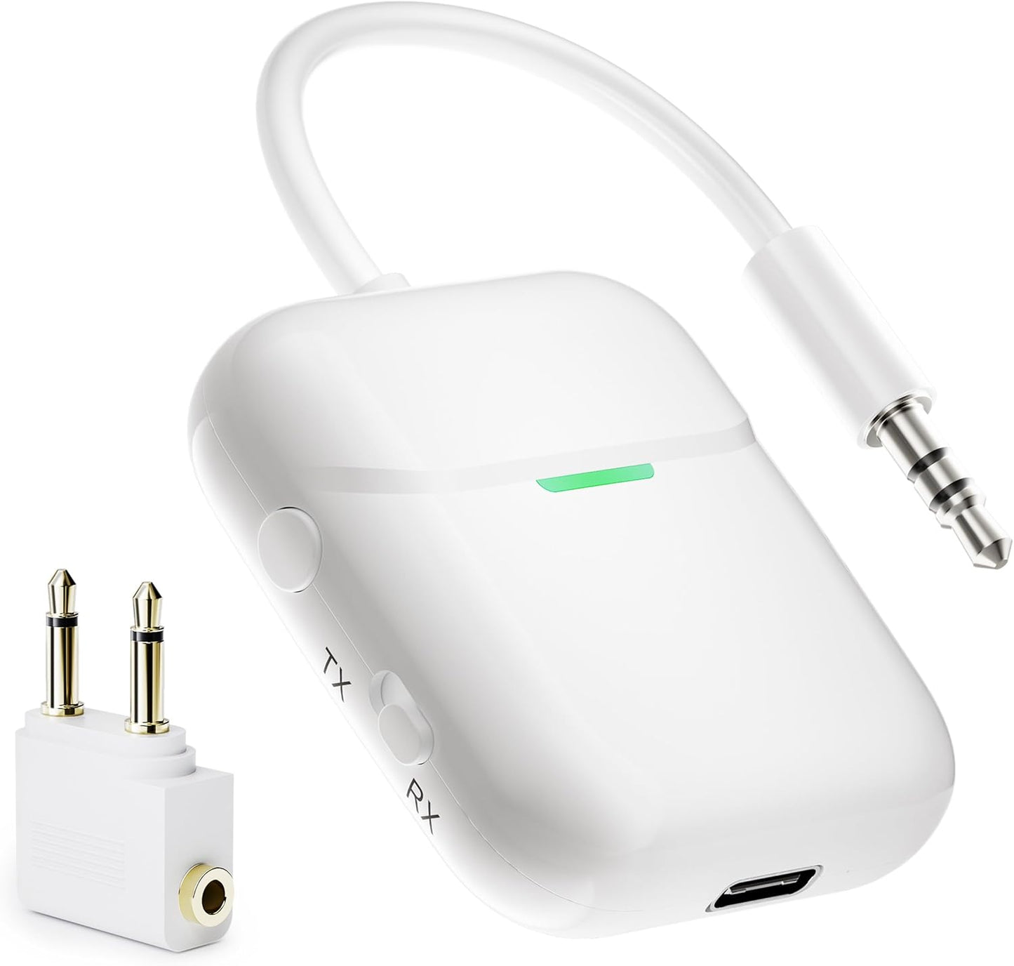 Nulaxy Air in-Flight Bluetooth Wireless Audio Transmitter Receiver for up to 2 AirPods & Wireless Headphones, Bluetooth Adapter for All 3.5mm Jacks on Airplanes, Gym Equipment, TVs & Gaming Consoles