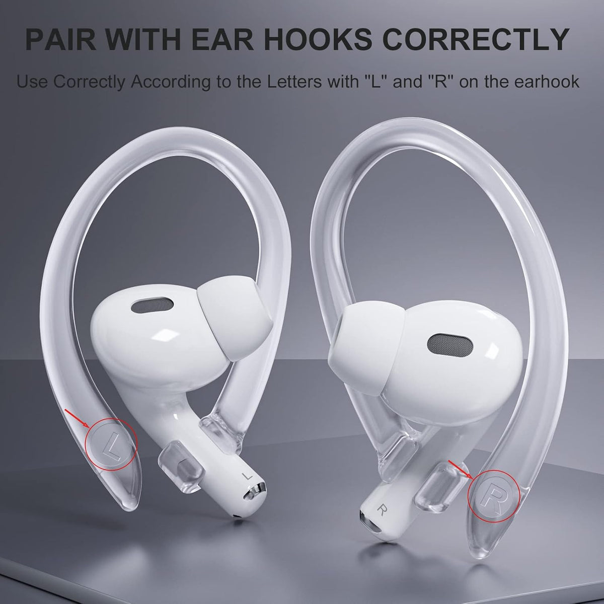 2 Pairs AirPods Ear Hooks for AirPods Pro 2, AirPods Pro, AirPods 4, 3, 2 & 1, Upgraded Anti Slip Sports Clip Hooks for AirPods 1, 2, 3, 4,Pro, Pro 2 – Transparent