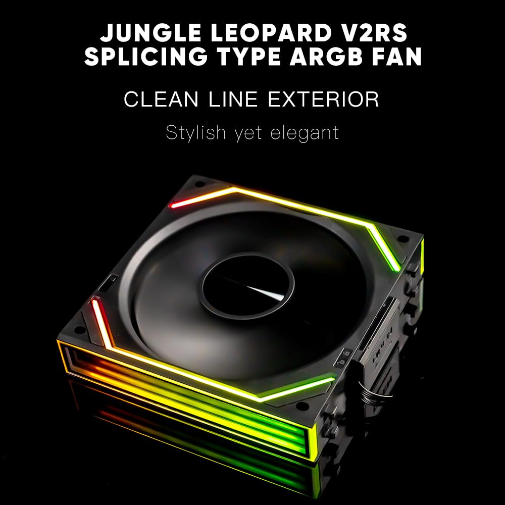 Jungle Leopard Interstellar V2 RS 120mm PC Reverse Blade Case Fan Infinity Mirror Module Daisy-Chain ARGB Fan Triple Pack Suitable Computer Cooling Fans 360mm AIO Cooler(Black-3Pack)