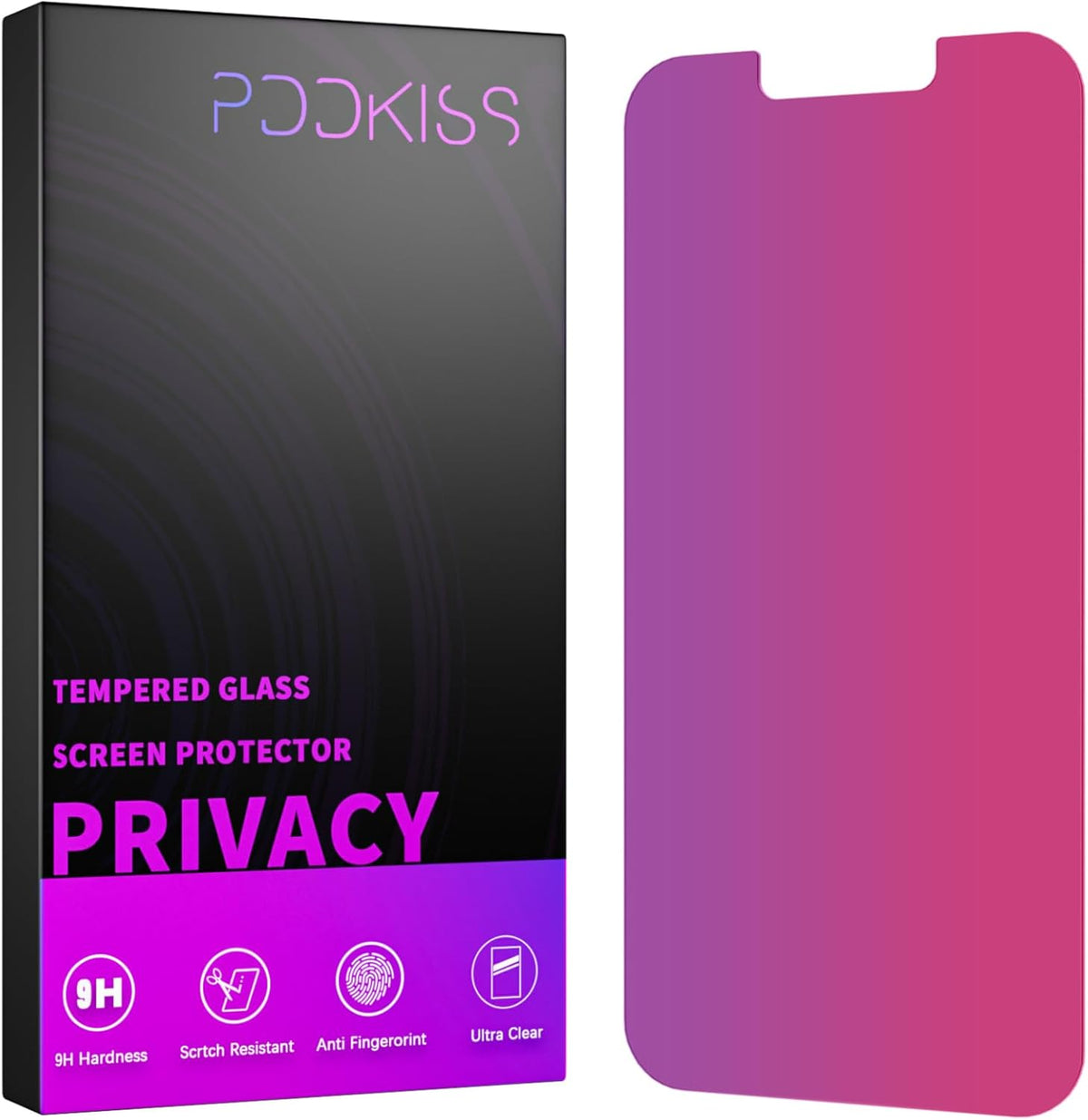 Compatible for iPhone 12 Pro Max Privacy Screen Protector Tempered Glass 6.7 Inch, Pink Gradient Anti Spy Anti Blue Light HD Easy Installation