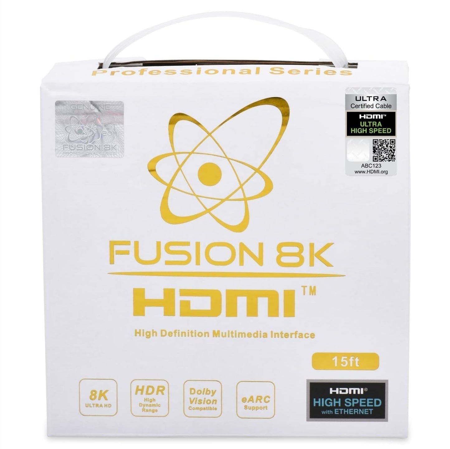 White HDR HDMI 2.1 Certified Cable Supports 10K 8K @60Hz and 4K @120Hz Compatible with Dolby Vision and All TVs, BluRay, Xbox Series X, PS5 (15 Feet)
