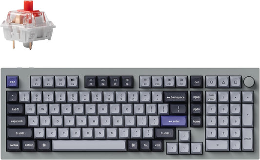 Keychron Q5 Pro QMK/VIA Wireless Custom Mechanical Keyboard, 96% Layout with Programmable Knob, KSA Double-Shot PBT Keycaps with Hot-swappable K Pro Red Switch for Mac Windows Linux - Gray