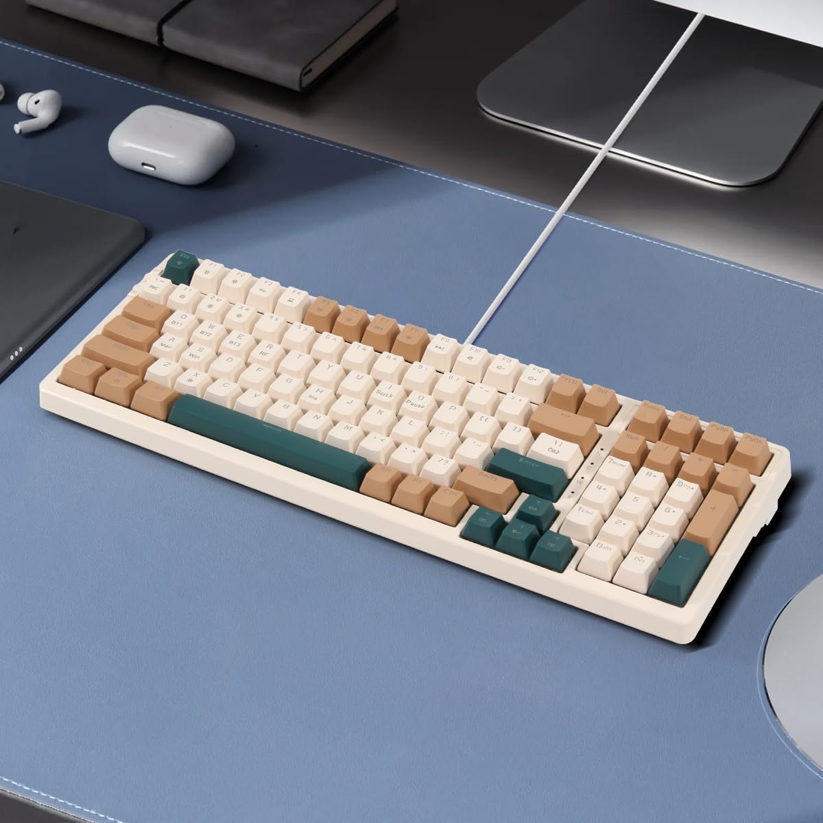 Wireless Mechanical Keyboard, Triple Mode 2.4G/USB-C/BT Gaming Keyboards 100 Keys RGB Backlit, Brown Switch Rechargeable | Brown Combo