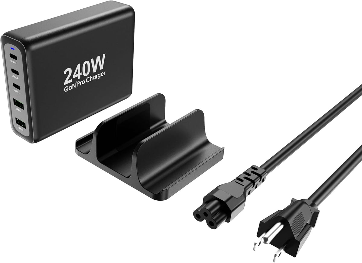 240W USB C Charger, GaN Tech 5-Ports PD 100W PPS45W QC3.0 30W Super Fast Charging Station for MacBook Pro iPad iPhone 15 14 Samsung S23 S22 Pixel and More