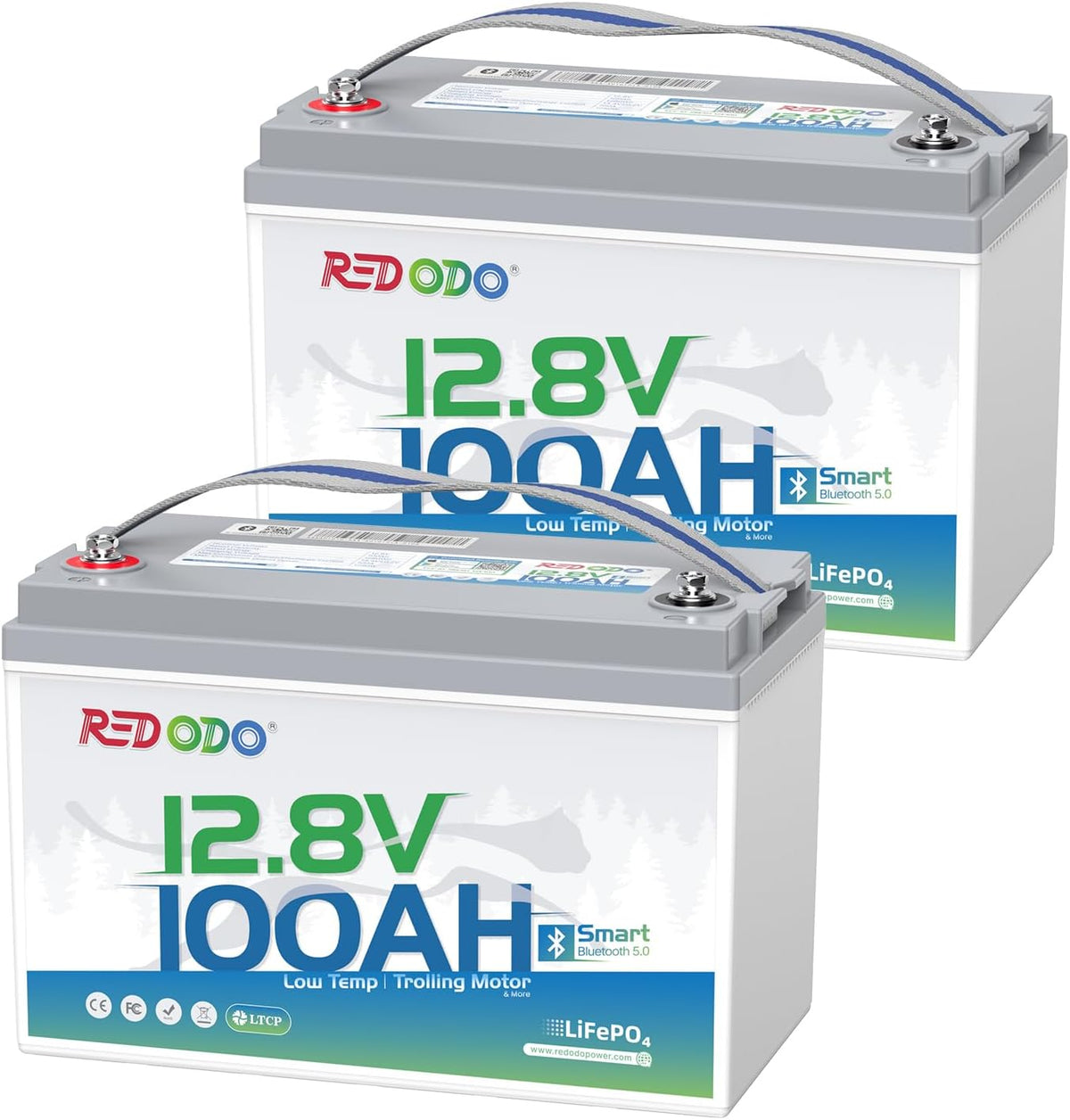 Redodo 2 Pack 12V 100Ah Group 31 Bluetooth LiFePO4 Battery, Low Temp Cutoff Lithium Battery with 100A BMS, Max. 15000 Deep Cycles, Perfect for RV, Trolling Motors, Off-Grid System