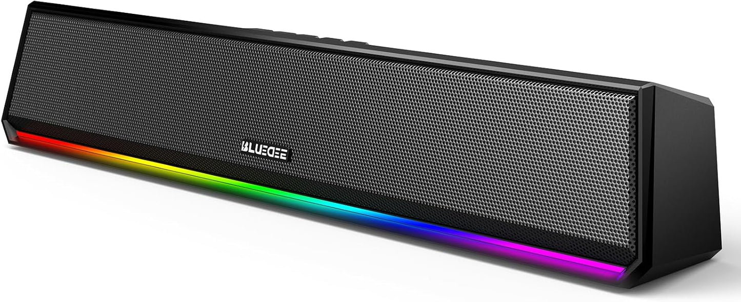 Bluedee Computer Speakers for Desktop PC, Bluetooth 5.3 PC Speakers with Dynamic RGB Light, Wired USB Plug & Play Computer Sound Bar, USB/Type-C Powered Gaming Speakers for Desktop, Laptops, Tablet