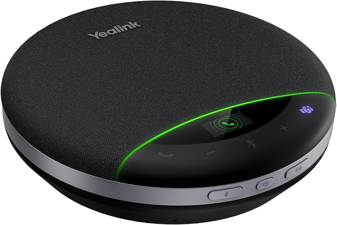 Yealink Bluetooth Speakerphone SP96 Support Daisy-Chain 26H Talk Time Teams Certified 65mm Conference Speaker and 6 Microphones Smart AI Noise-Canceling 5m Voice Pickup Radius 1.2m USB C/A 400g